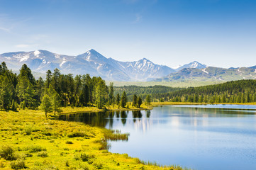 Beautiful lake in the mountains. Altai Republic, Siberia, Russia