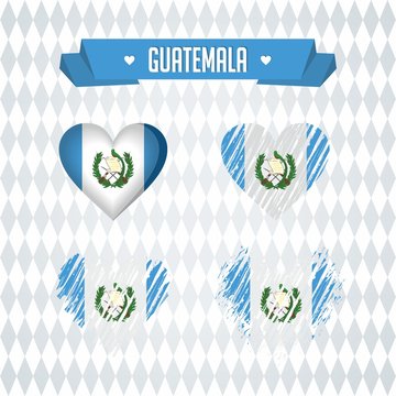 Guatemala heart with flag inside. Grunge vector graphic symbols