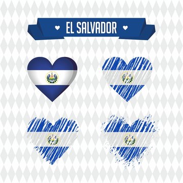 El Salvador with love. Design vector broken heart with flag inside.