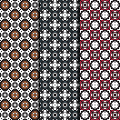 Seamless patterns pixel design. Gingham textile prints. Vector fashion backgrounds.
