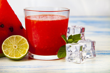 Watermelon juice,lime,mint and ice