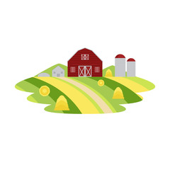 Farm Agriculture and Crop with Road Landscape Vector