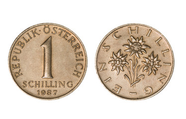 Schilling, Austrian Currency, isolated on White Background