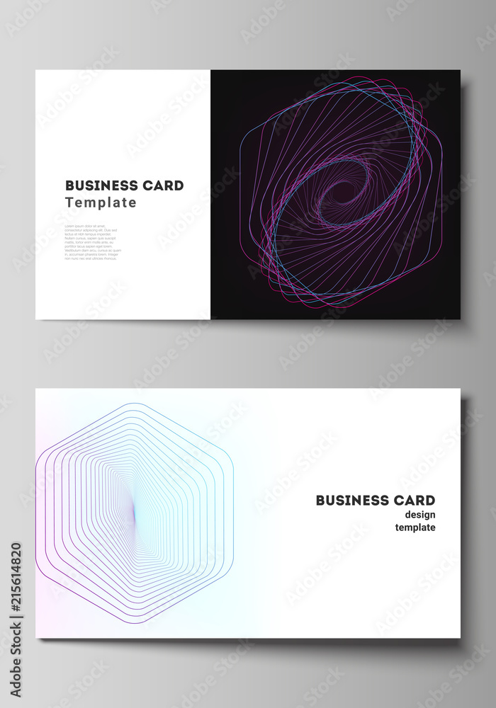 Poster vector illustration of the editable layout of two creative business cards design templates. random c