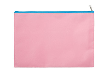 Pink zipper bag isolated on white background
