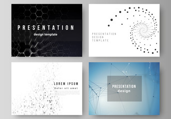 The minimalistic abstract vector illustration of the editable layout of the presentation slides design business templates. Technology, science, future concept abstract futuristic backgrounds.