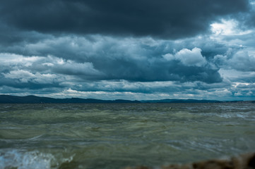 Dark Rain Clouds over Baltic Sea Beach of Heringsdorf, Usedom Islan, Germany