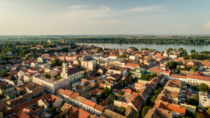 Drone photo of Belgrade and Zemun in Serbia - obrazy, fototapety, plakaty