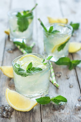 Chilled mint lemonade