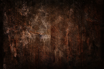 Rustic wooden dark background. Old planked wood. Free text space.