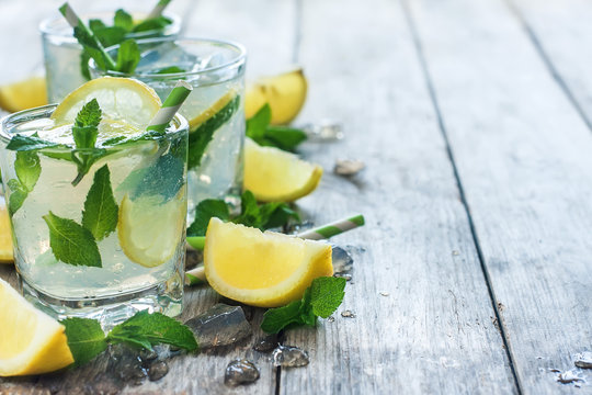 Chilled mint lemonade background