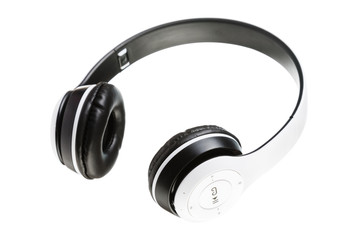 White wireless headphones. Headphones isolated on white background