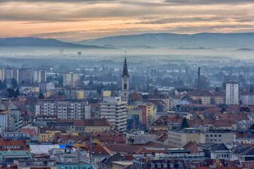 View of the city of Graz from above, Austria.