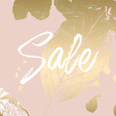 Fototapeta premium Autumn collection trendy chic gold blush background for social media, advertising, banner, invitation card, wedding, fashion header