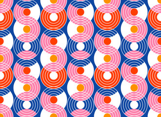 Geometric abstract seamless pattern background. Colorful shapes of curves and circles. Retro style modern trend design - 215619687