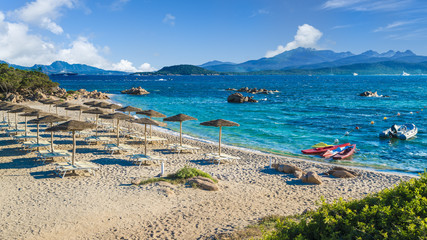 Obraz premium Spiaggia del Pirata Capriccioli, amazing beach of Emerald coast, east Sardinia island, Italy