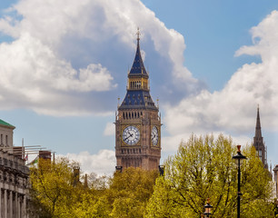 Fototapeta na wymiar Big Ben tower of Houses of Parliament, London, UK