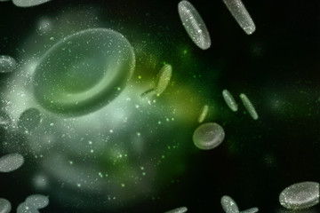 Cell. 3D rendering. Cells under microscope
