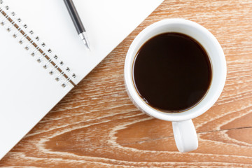 notebook and coffee