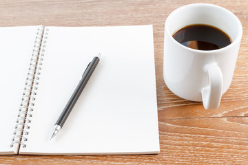 notebook and coffee