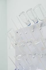 selective focus of flasks in modern biotechnology laboratory