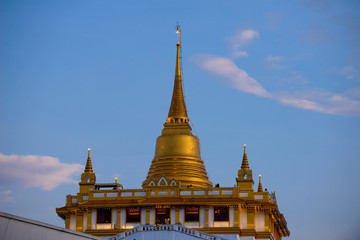 Fototapeta na wymiar The Golden Mount at Wat Saket, Travel Landmark of Bangkok THAILAND
