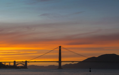 Fototapeta na wymiar Golden Gate Bridge, Crissy Field, Alcatraz island, San Francisco, California, USA
