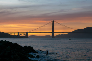 Fototapeta na wymiar Golden Gate Bridge, Crissy Field, Alcatraz island, San Francisco, California, USA