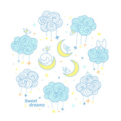 Sweet dreams. Set of cute elements for kids. 