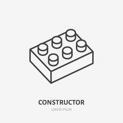 Toy blocks line icon, building game flat logo. Baby constructor vector illustration. Sign for kids shop.