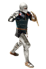 Medieval knight with sword and shield.