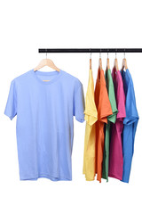 Colorful t-shirt on hanger