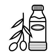 Bottle of olive oil and branch vector