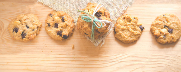 Delicious Chocolate Chip Cookies with Macadamia integrifolia Cookies on a Tray