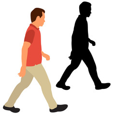 isolated, flat style man is walking