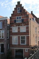 Ancient buildings in the city center of Dordrecht, which was one of the important cities in the Netherlands during the golden age