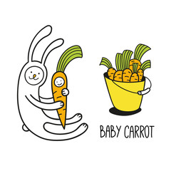 bunny rabbit and baby carrot