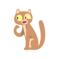 Cute funny cat cartoon character vector Illustration on a white background