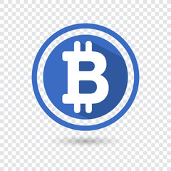 Fototapeta premium Bitcoin symbol in flat design for internet money. The symbol of the virtual currency. Vector illustration isolated on transparent background.