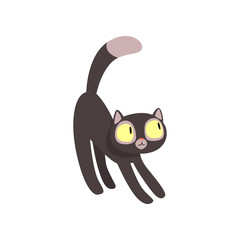Black funny cat cartoon character vector Illustration on a white background