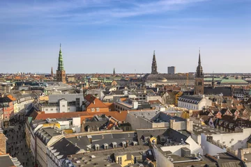 Deurstickers Copenhagen aerial view city skyline from Round Tower, Copenhagen Denmark © Noppasinw
