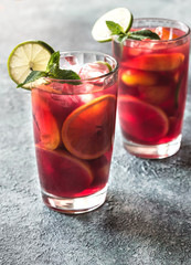 Two glasses with Spanish fruit Sangria