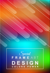 Abstract Geometric colorful background with high saturated gradients and different geometrical shape with frame template
