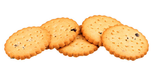 Biscuits with raisins, homemade biscuit, Isolated on white background.
