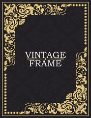 Gold decorative frame. Vector vintage templates. Monogram, initials, jewelry. Elegant emblem logo for restaurants, hotels, bars and boutiques. Business cards, invitations, brochures