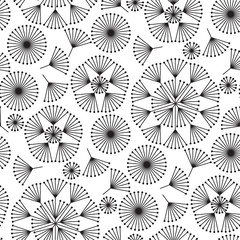 Abstract geometric dandelion flowers seamless pattern.