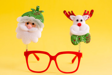 Christmas glasses with santa claus and reindeer