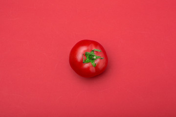 red tomatos on color background