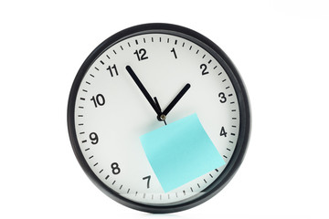 paper stick on clock for notice something with white background