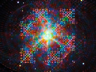 Obraz premium Colorful glowing futuristic quantum processor